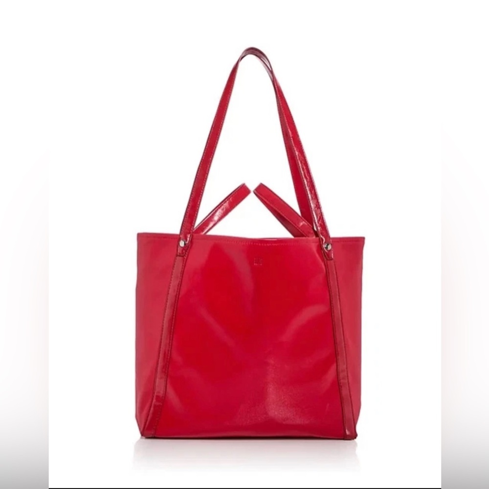 Rag & Bone Jet Tote Coated Canvas Vibrant Poppy Red Casual Travel Large Shoulder